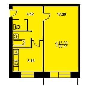 Однокомнатная квартира в 1-515/5. Тип 2.