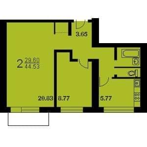 Двухкомнатная квартира в II-18. Тип 2.